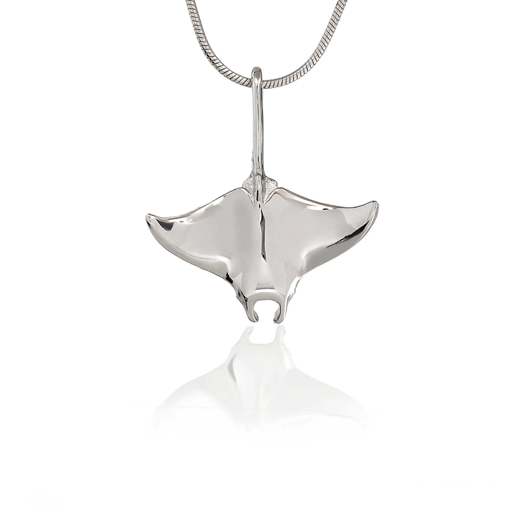 Big Blue "Realistic Manta" Sterling Silver Pendant - Silver