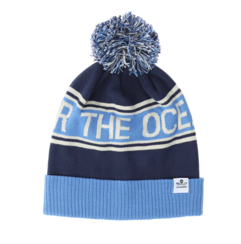 For the Ocean Premium Fit Knit Hat with Pom - Blue - Azur Blue