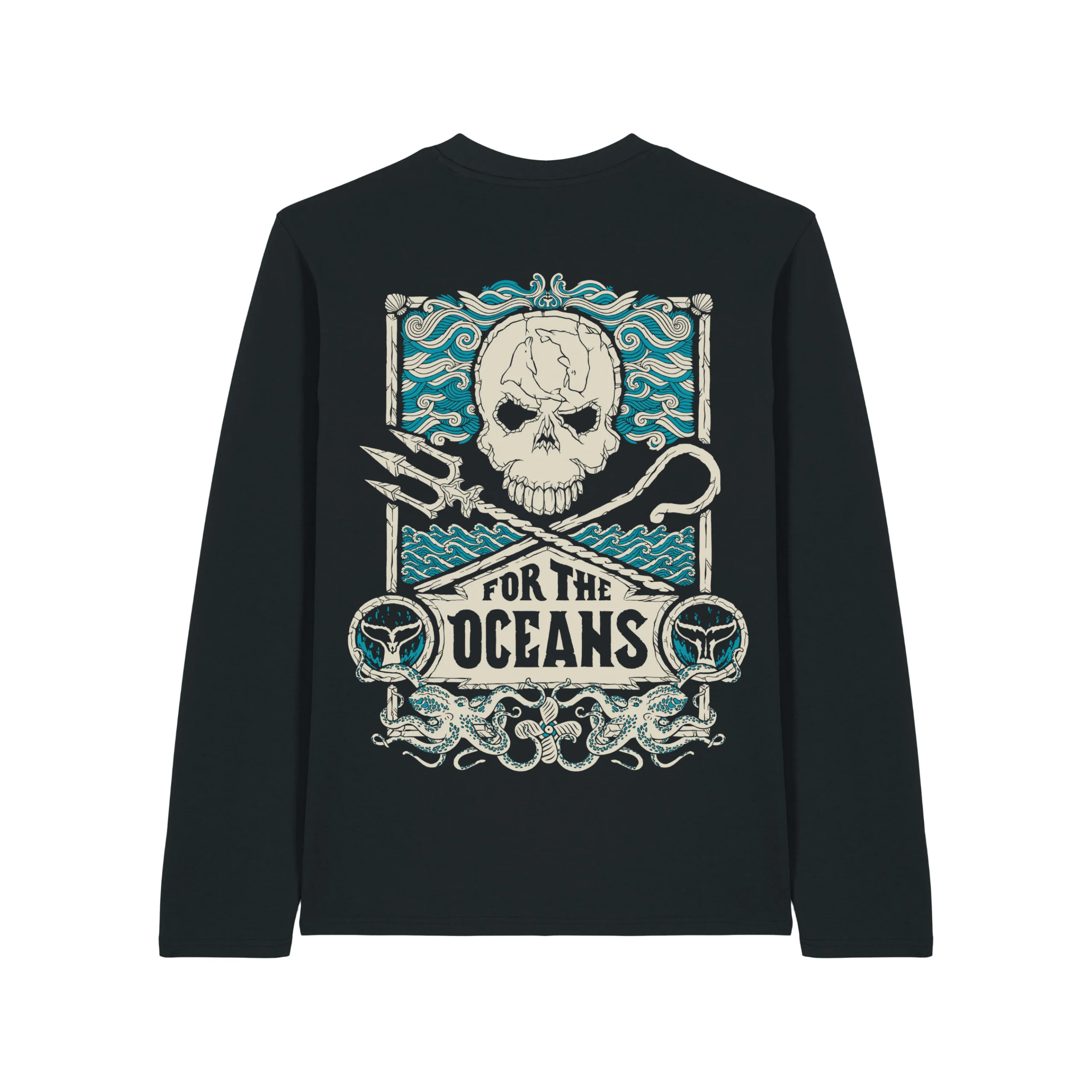 For the Oceans Jolly Roger Heavyweight Long Sleeve T-shirt - Image 4