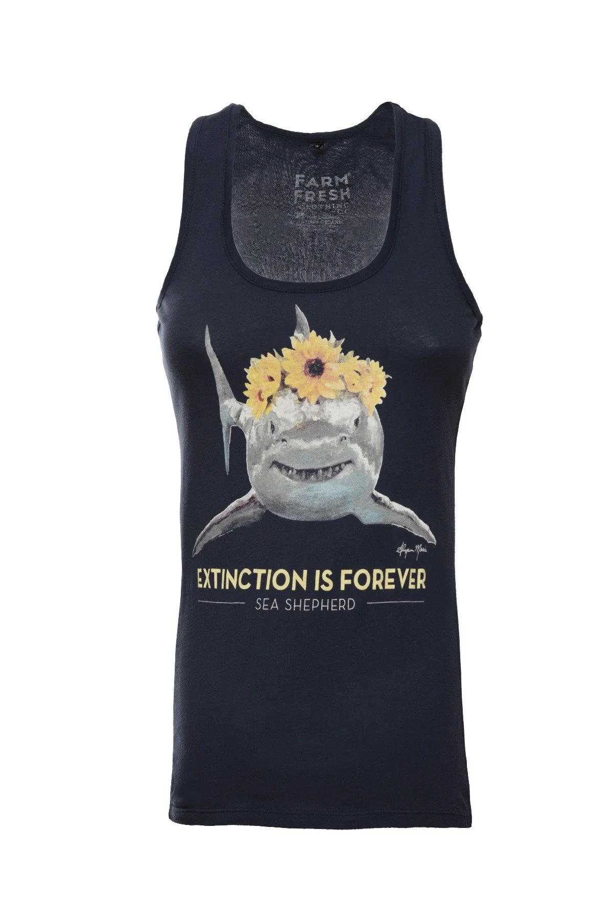 Ladies Premium Fit Shark Blue Tank Top - Navy