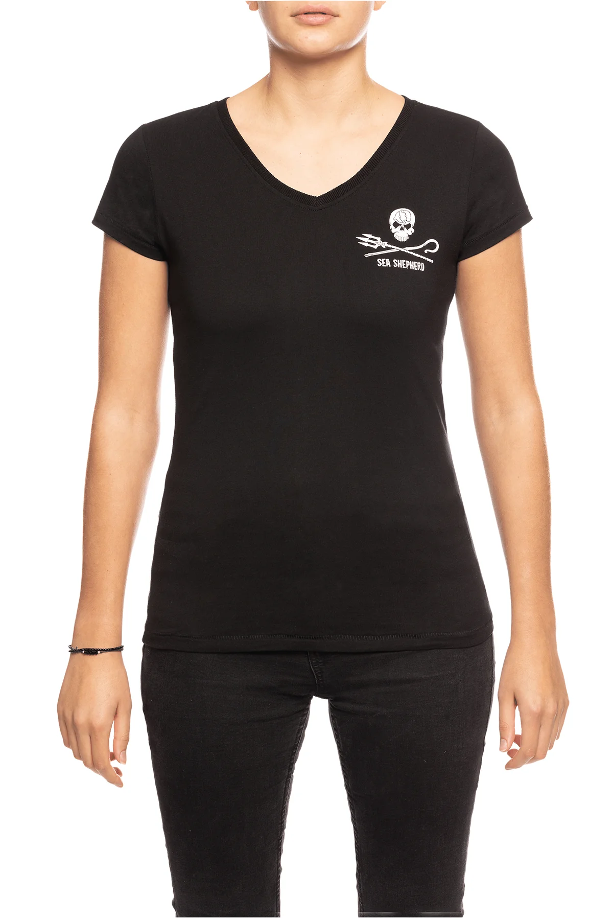 Ladies V-Neck Jolly Roger Premium Fit T Shirt - Image 2