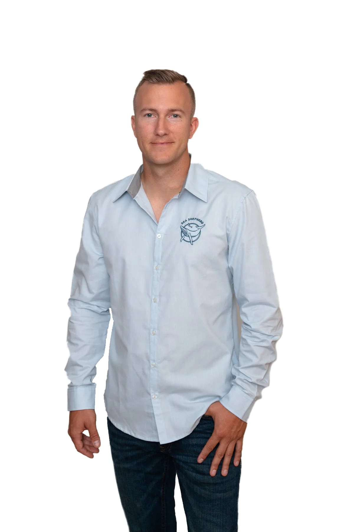 Men's Button Down Vintage Logo Sky Premium Fit Shirt