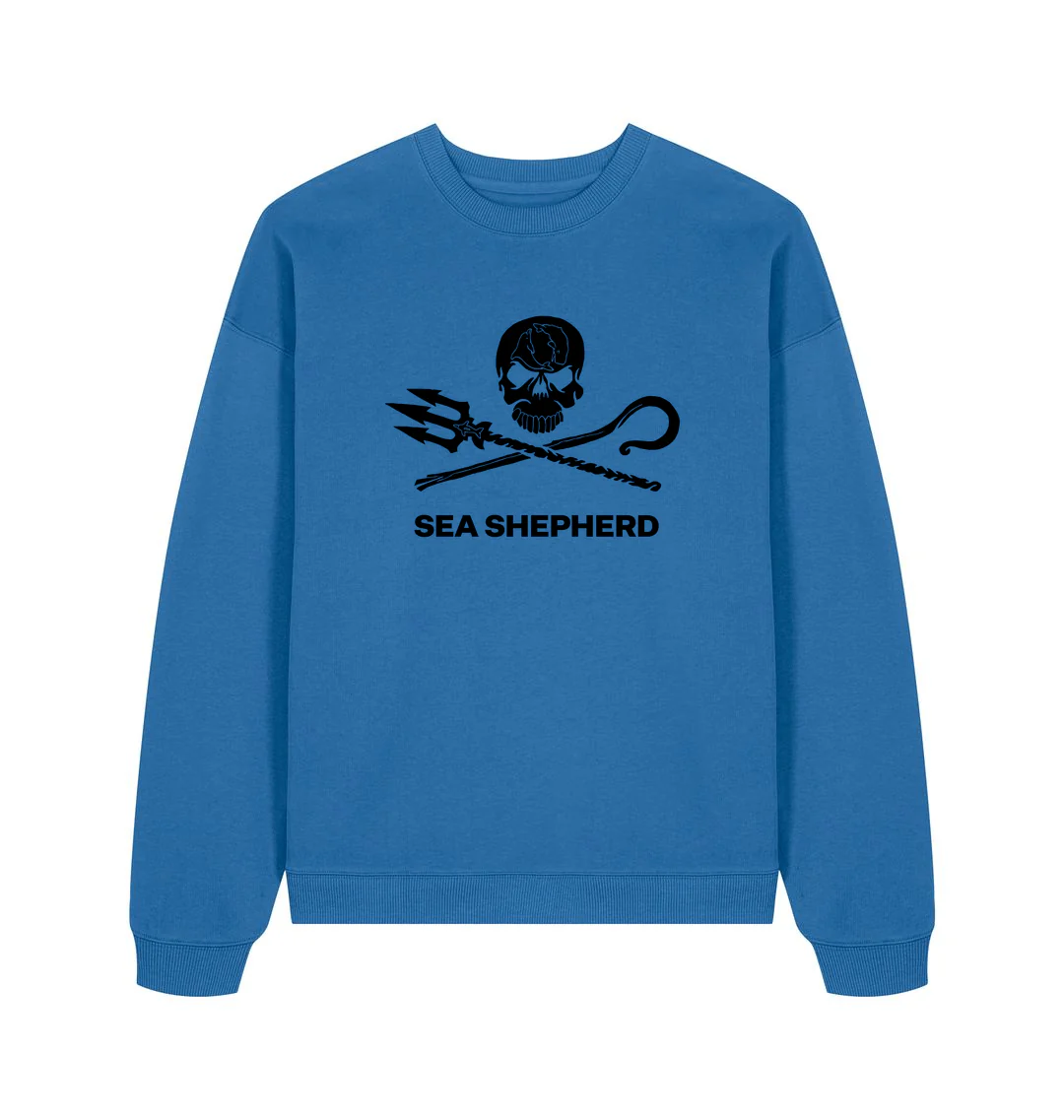 Sea Shepherd Black Jolly Roger Oversized Crew Neck - Image 3