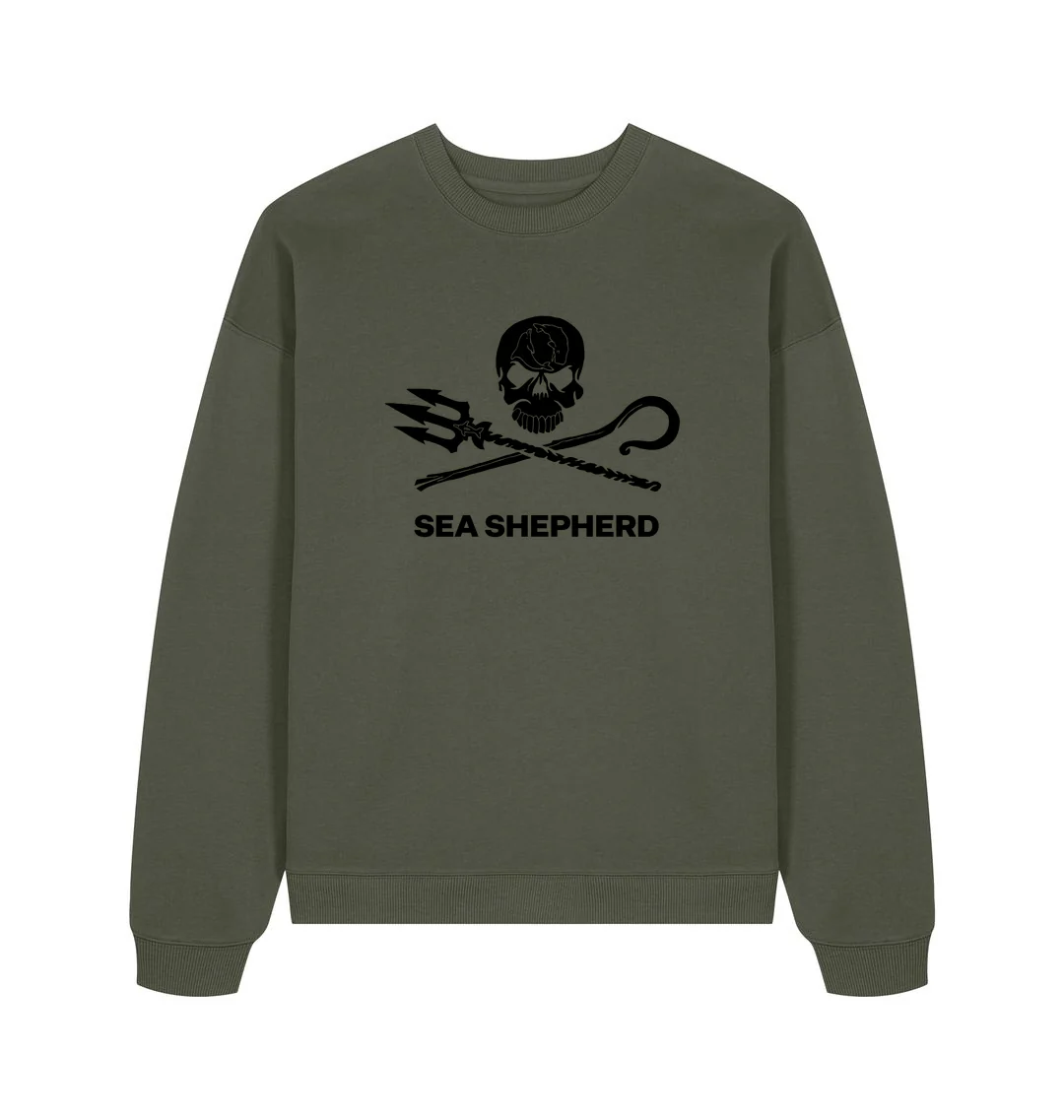 Sea Shepherd Black Jolly Roger Oversized Crew Neck - Image 4
