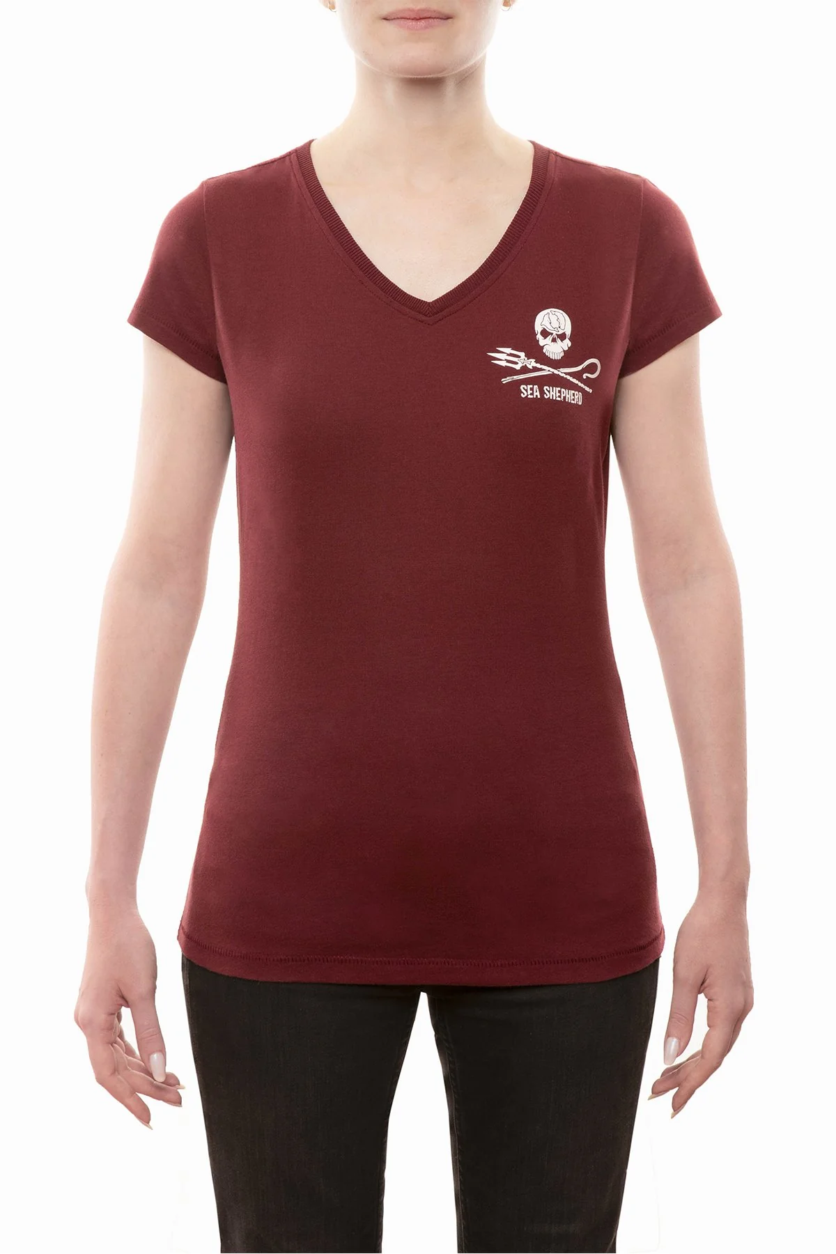 Women's Jolly Roger Burgundy Premium Fit T Shirt - Image 2