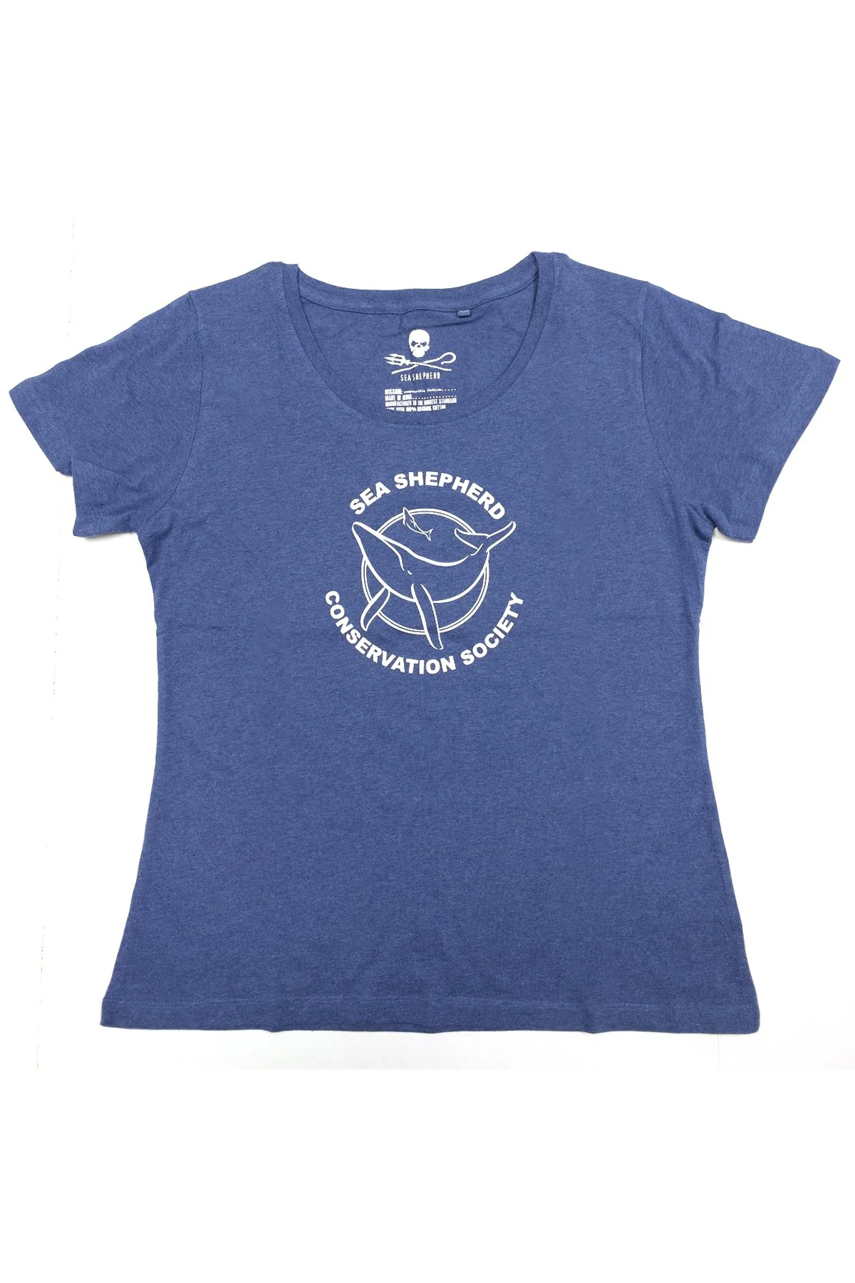 Ladies Premium Fit Classic Logo T Shirt Heathered Blue